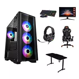 Pro Gaming Bundle (Pro Gaming PC, MSI G24C6 Gaming Monitor, Redragon Gaming Keyboard & Mouse & Headset, Alpha Kira Gaming Desk, Meetion Gaming Chair)