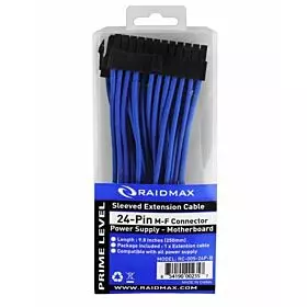 Raidmax Sleeved Extension Cables 24-Pin M/F Connector ( Psu-Motherboard ) 9.8 Inches - Blue | RC-005-BLUE