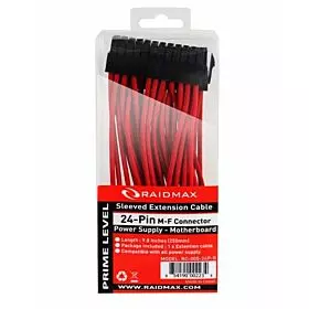Raidmax Sleeved Extension Cables 24-Pin M/F Connector ( Psu-Motherboard ) 9.8 Inches - Red | RC-005-RED