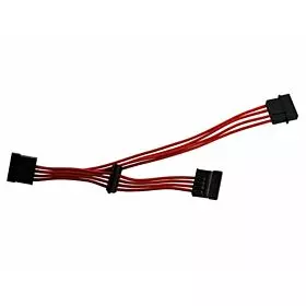 RAIDMAX Sleeved Adapter Cables 4-Pin (Molex to 3XSata Connector) 8 Inches - Red | RC-04-RED