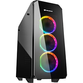 Cougar PURITAS RGB Tempered Glass Cover Mid Tower Gaming Case with 3 x Vortex RGB Fans and A Core Box | 