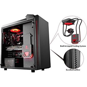 DEEPCOOL Gamer Storm BARONKASE LIQUID Black ATX Mid Tower with 120mm AIO Water Cooling System pre-installed SECC/Tempered Glass Computer Case with Controllable RGB Lighting System | DP-MATX-BNKSBK-LQD
