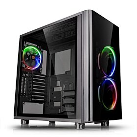 Thermaltake View 31 RGB Dual Tempered Glass SPCC ATX Mid Tower Gaming Computer Case Chassis, 3 RGB LED Ring Fans Pre-installed | CA-1H8-00M1WN-01 