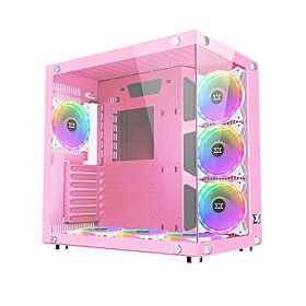 Xigmatek Aquarius Plus Queen 7pcs 120mm Arctic RGB Fans Gaming Case - Pink | EN46447