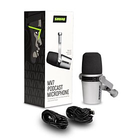 Shure MV7-S XLR/USB Dynamic Podcasting Microphone - Silver | MV7-S