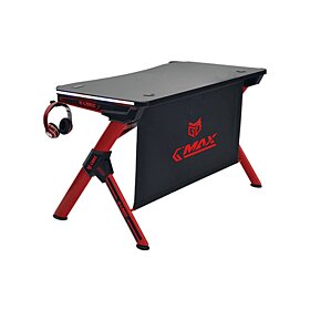 G-Max GMT-8003ABR-1175 With Large LED Gaming Desk - Black/Red | GMT-8003ABR-1175