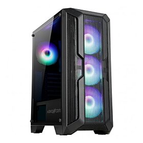 Abkoncore H250X Premium Tempered Glass 4 Flower Fans Mid Tower Case - Black | 8809622477700