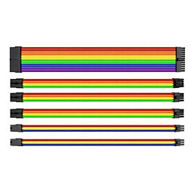 Thermaltake TtMod Sleeve Extension Power Supply Cable Kit ATX/EPS/8-pin PCI-E/6-pin PCI-E with Black Combs - Rainbow | AC-049-CNONAN-A1