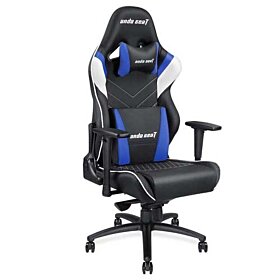 Anda Seat Assassin King Series Big and Tall Gaming Chair - High-Back Desk and Office Chair 400LB With Lumbar Support and Headrest - Black/White/Blue | AD4XL-03-BWS-PV