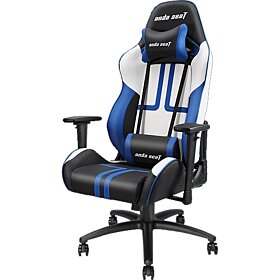 Andaseat Viper Series Swivel Rocker Tilt E-sports Recliner Gaming Chair With Lumber & Headrest Pillow - Black / White / Blue | AD7-05-BWS-PV