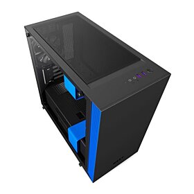 NZXT H400 / Tempered Glass Micro ATX Gaming Case - Black/Blue | CA-H400B-BL 