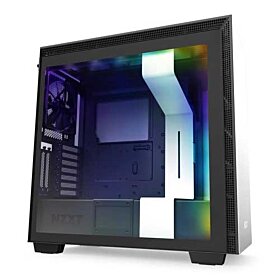 NZXT H Series H710i SGCC Steel / Tempered Glass ATX Mid Tower Computer Case with Lighting and Fan control - Matte White / Black | CA-H710i-W1