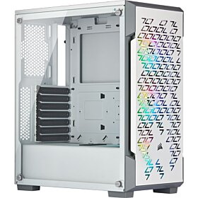 CORSAIR iCUE 220T RGB Airflow White Steel - Plastic - Tempered Glass ATX Mid Tower Smart Case - White | CC-9011174-WW