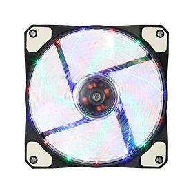Apevia 120mm Multicolor LED Ultra Silent Case Fan w/15 LEDs & Anti-Vibration Rubber Pads | CF12SL-S4C-D