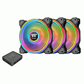 Riing Quad 12 RGB Radiator Fan TT Premium Edition 3 Pack - Black | CL-F088-PL12SW-A