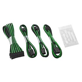 CableMod ModFlex Basic Cable Extension Kit - 6+6 Pin Series - BLACK / GREEN | CM-CAB-BKIT-6KKG-R-D