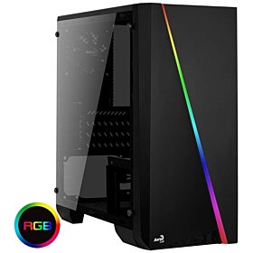 AeroCool Micro ATX RGB PC Gaming Case, Full Tempered Glass Side Window, 13 Lighting Modes, 1 x 80mm Black Fan Included, Built for Gaming - Black | Cylon Mini