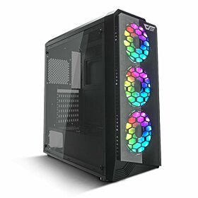 DarkFLash Water Square 5 ATX Chassis Tempered Glass Front Panel & Full Acrylic Side panel With 3 RGB Fans Mid-Tower Computer Case