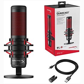 HyperX QuadCast USB Condenser Gaming Microphone for PC, PS4 and Mac - Red / Black | HX-MICQC-BK