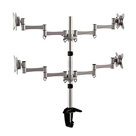 iDesign Quad Monitor Stand Arm Pole for 4x Monitor LCD LED Display Fully Adjustable - Heavy Duty Desk Clamp
