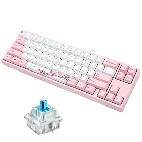 Ducky MIYA Pro Sakura Pink Cherry MX Blue LED 60% Dye Sub PBT Mechanical Gaming Keyboard | MY68NC1P/PP88V