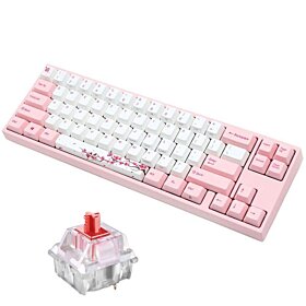 Ducky MIYA Pro Sakura Pink Cherry MX Red LED 60% Dye Sub PBT Mechanical Gaming Keyboard | MY68NR1P/PP88V