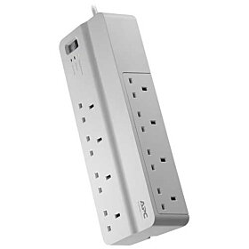 APC Surge Arrest Essential 230V UK - 8 outlets - Equipment Protection Policy - White | PM8-UK