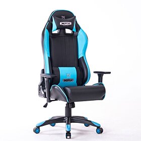 XFX Enthusiast GTR400 Faux Leather Gaming Chair - Black / Azure | XF-CHGA-GTR400AZ