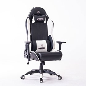 XFX Enthusiast GTR400 Faux Leather Gaming Chair - Black / White | XF-CHGA-GTR400W