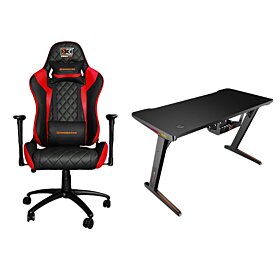 Xigmatek Apex Two RGB Gaming Desk + Xigmatek Hairpin Red Gaming Chair Bundle
